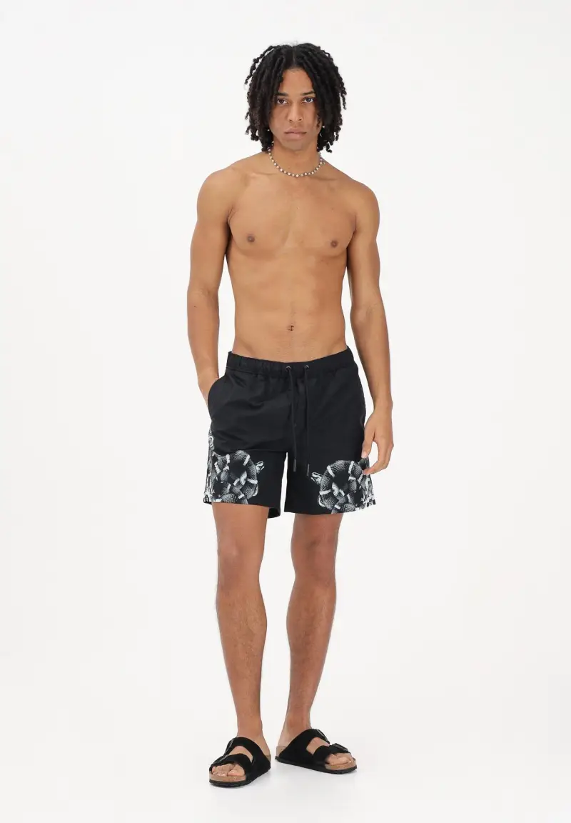 Shorts mare nero da uomo con stampa miniatura 2