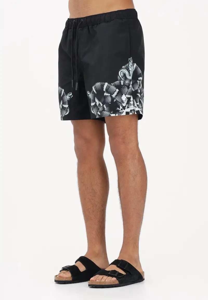 Shorts mare nero da uomo con stampa