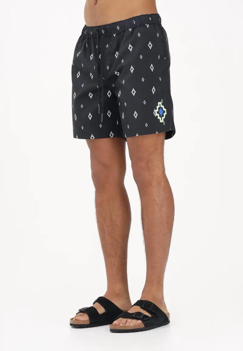 Shorts mare nero da uomo con stampa