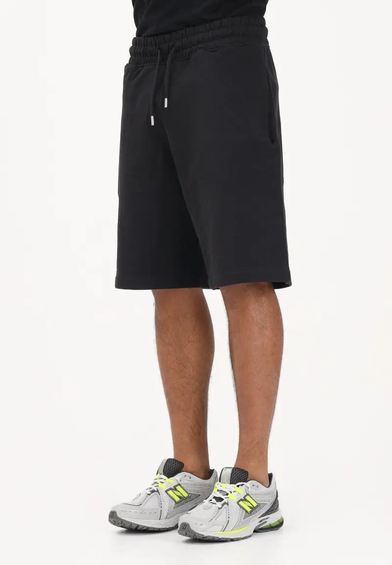 Shorts sportivo nero da uomo con stampa laterale