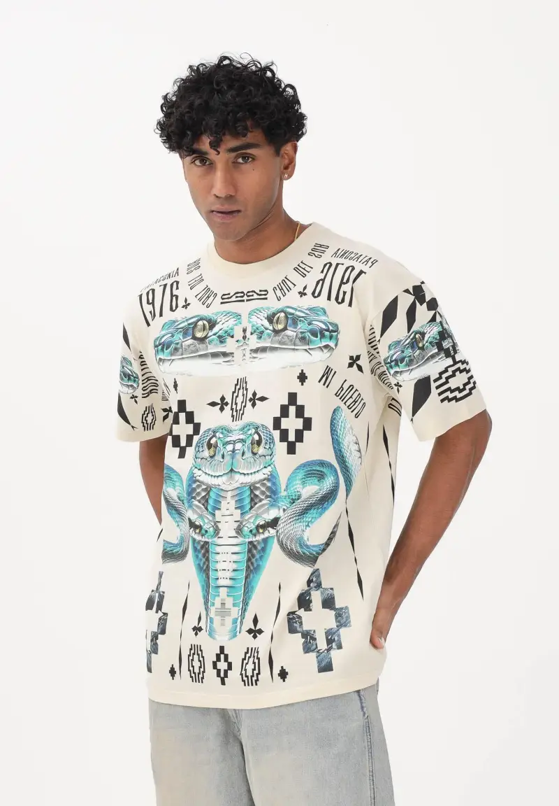 Marcelo Burlon County of Milan T-shirt Uomo Beige 4246025 miniatura 2