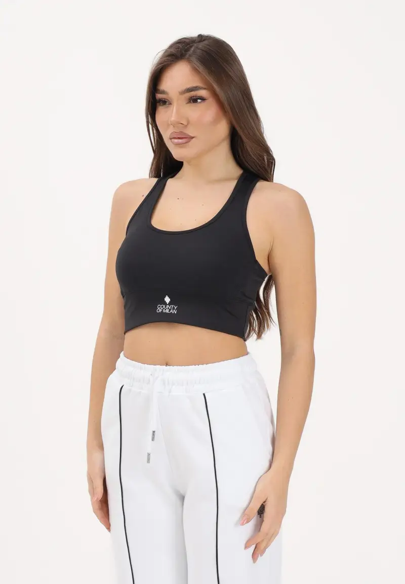 Top sportivo nero da donna con logo