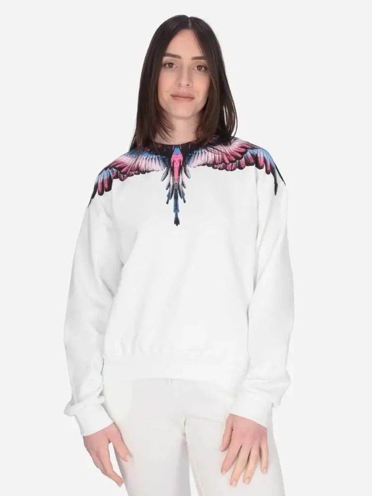 felpa bianca donna maxi logo