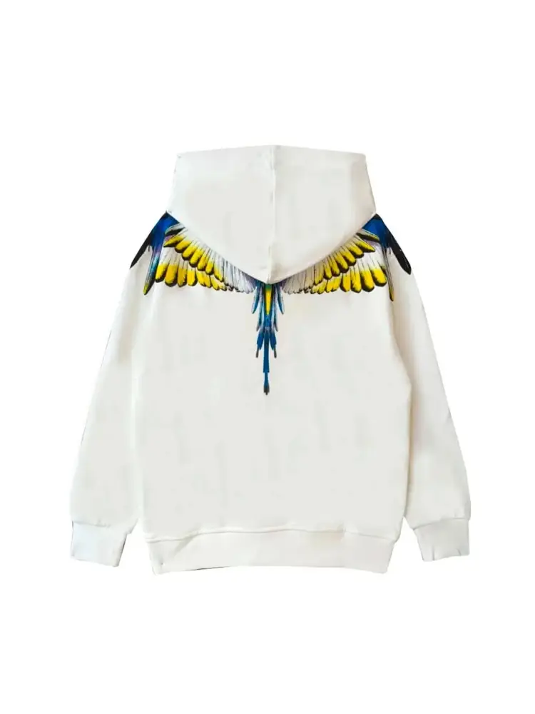 felpa bianca uomo in cotone con cappuccio maxi logo miniatura 2