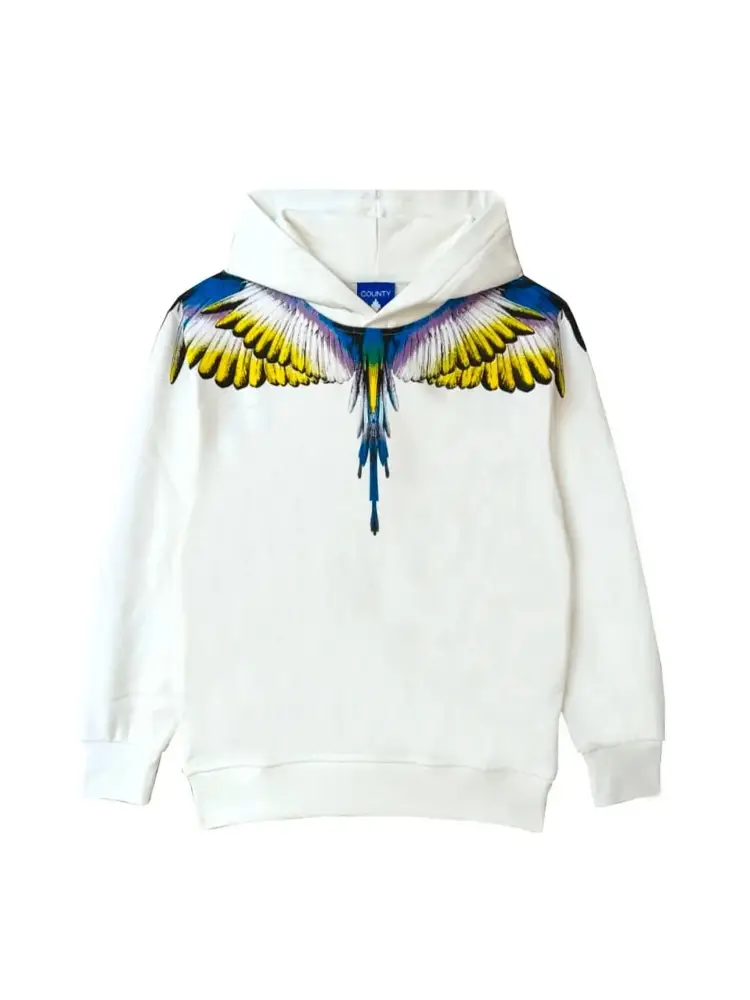 felpa bianca uomo in cotone con cappuccio maxi logo