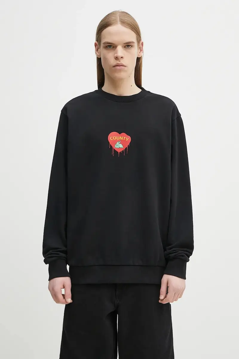 felpa in cotone Bunny Heart Regular Crewneck Black Red uomo colore nero CMBA009S25FLE0031025