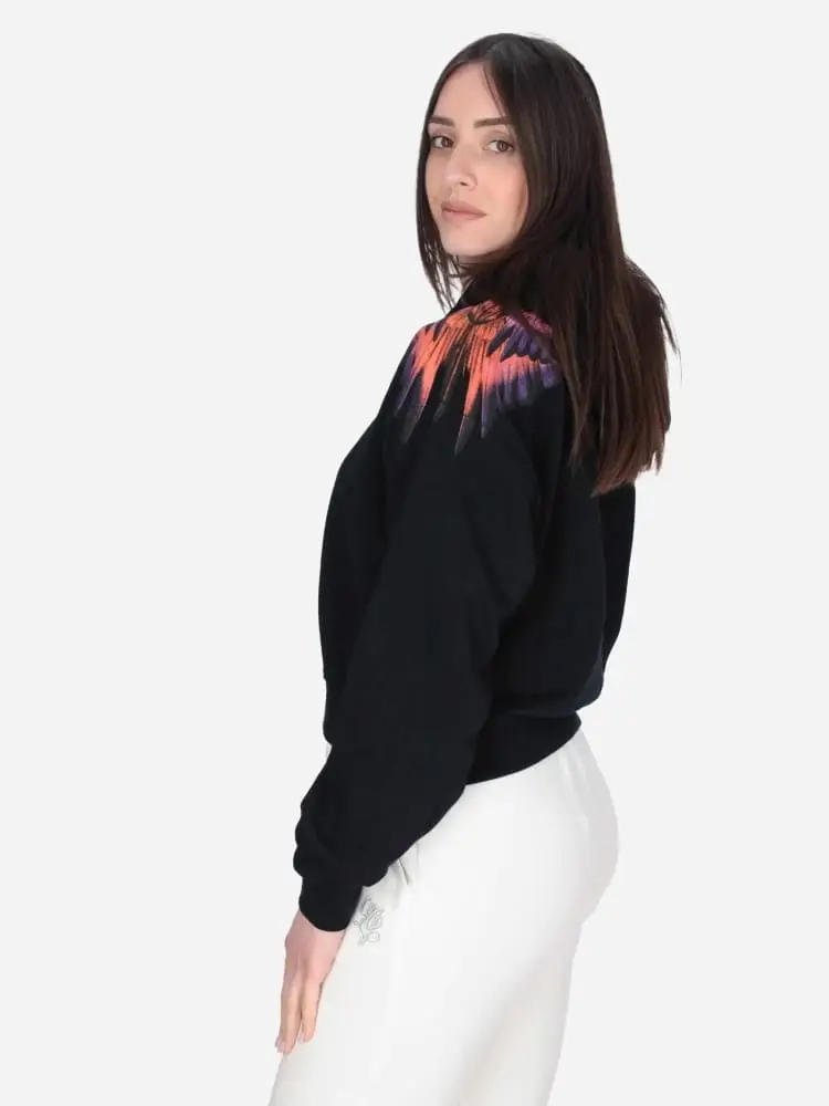 felpa nera donna maxi logo rosa miniatura 2