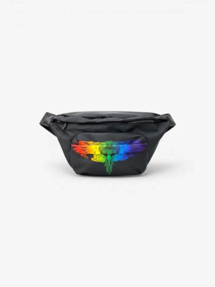 marsupio nero uomo logo multicolor