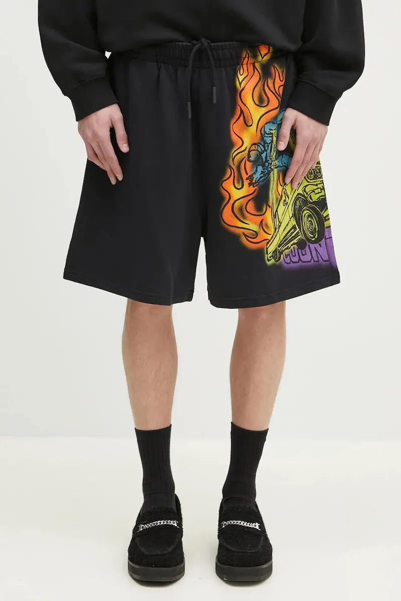pantaloncini in cotone County Flame Comfy Sweatshort Black Red uomo colore nero CMCI012S25FLE0031025