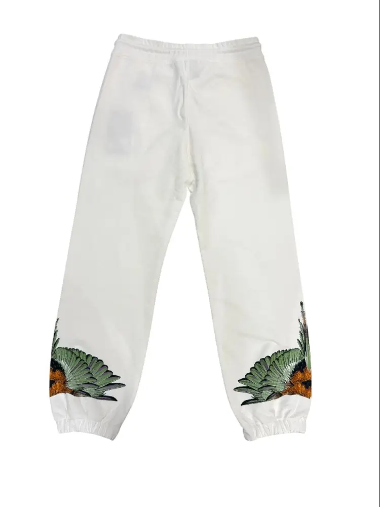 pantalone bianco uomo tuta in cotone logo sul fondo miniatura 2