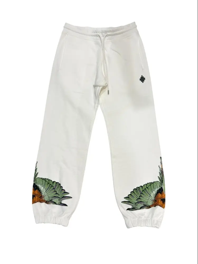 pantalone bianco uomo tuta in cotone logo sul fondo
