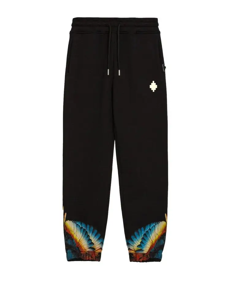 pantalone nero uomo tuta in cotone logo sul fondo