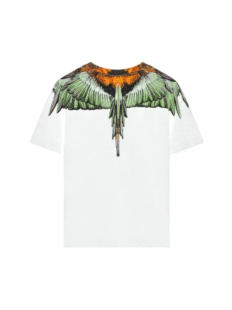 tshirt bianca bambino in cotone logo a contrasto verde miniatura 2