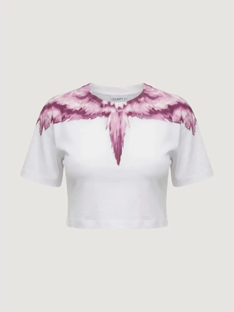 tshirt bianca donna maxi logo rosa