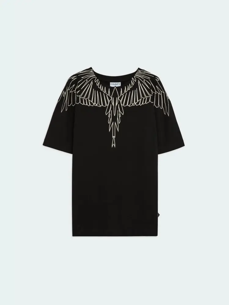 tshirt nera bambina logo a contrasto