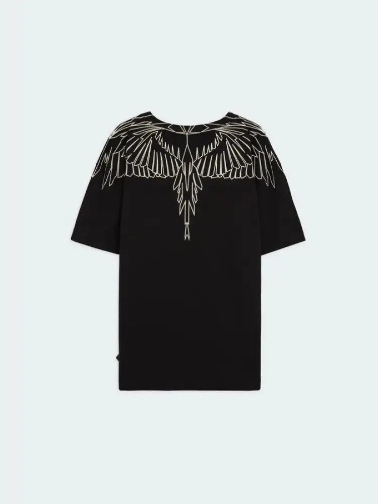 tshirt nera uomo in cotone maxi logo a contrasto miniatura 2