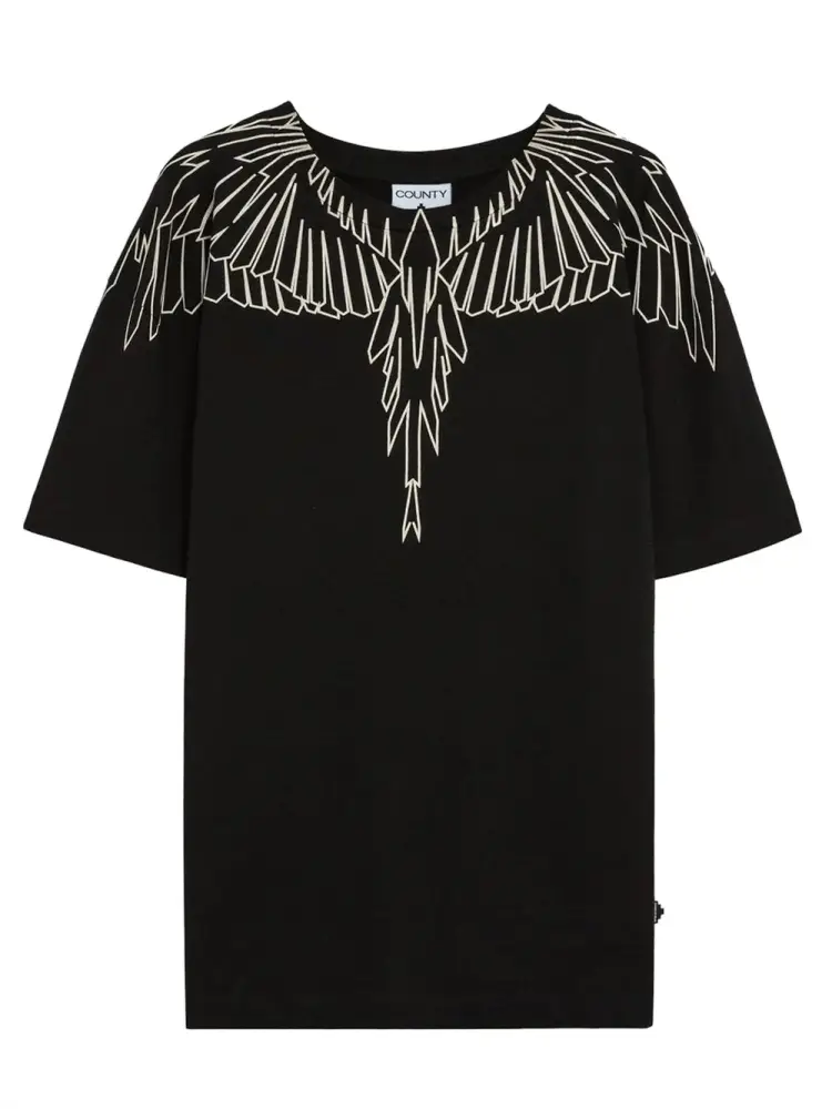 tshirt nera uomo in cotone maxi logo a contrasto