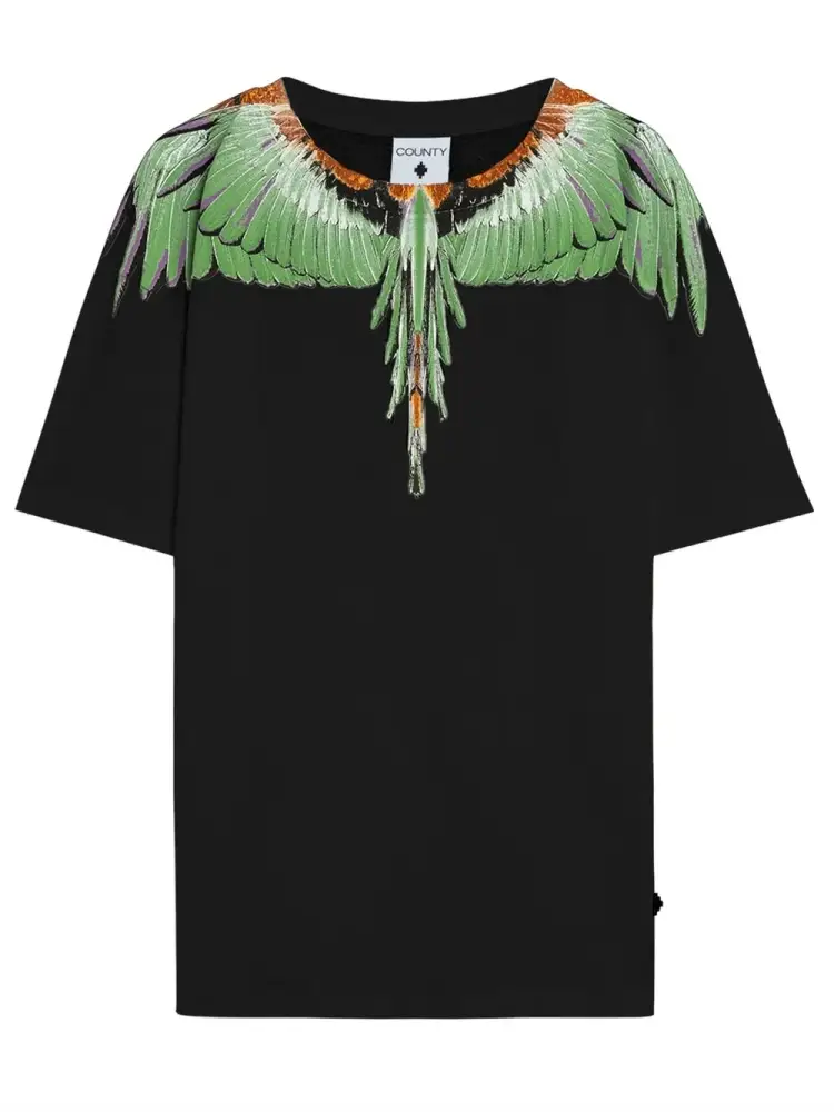 tshirt nera uomo in cotone maxi logo