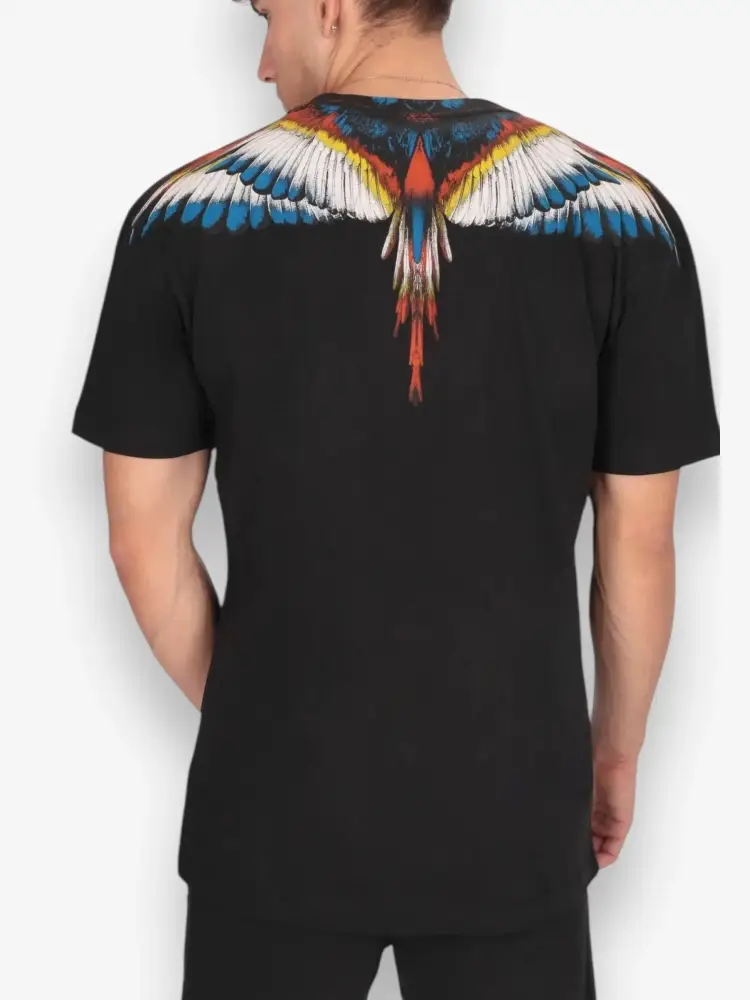 tshirt nera uomo in cotone maxi logo miniatura 2