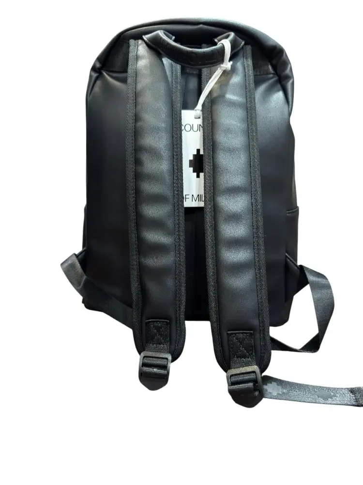 zaino nero uomo in ecopelle maxi logo lupo sul davanti miniatura 2