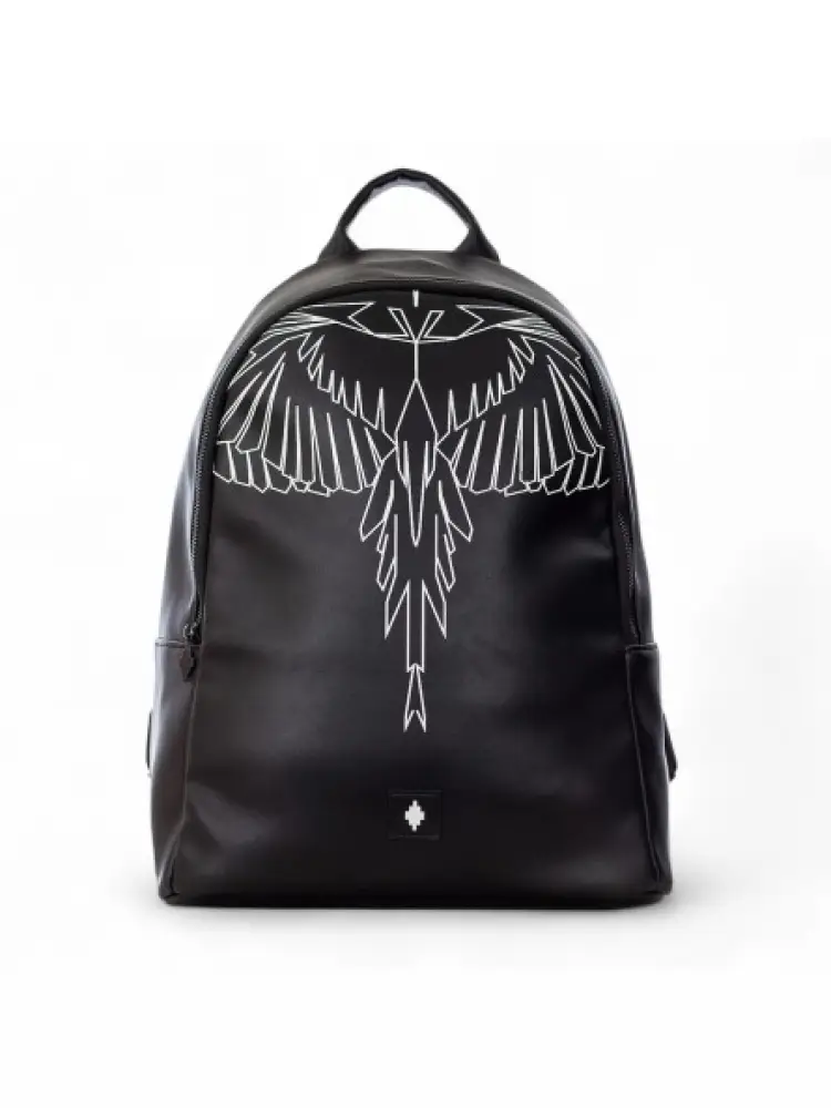 zaino nero uomo in pelle logo a contrasto