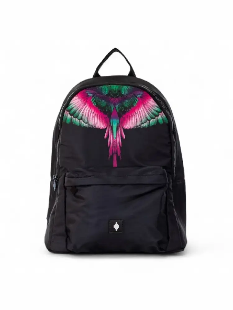 zaino nero uomo in tessuto logo multicolor