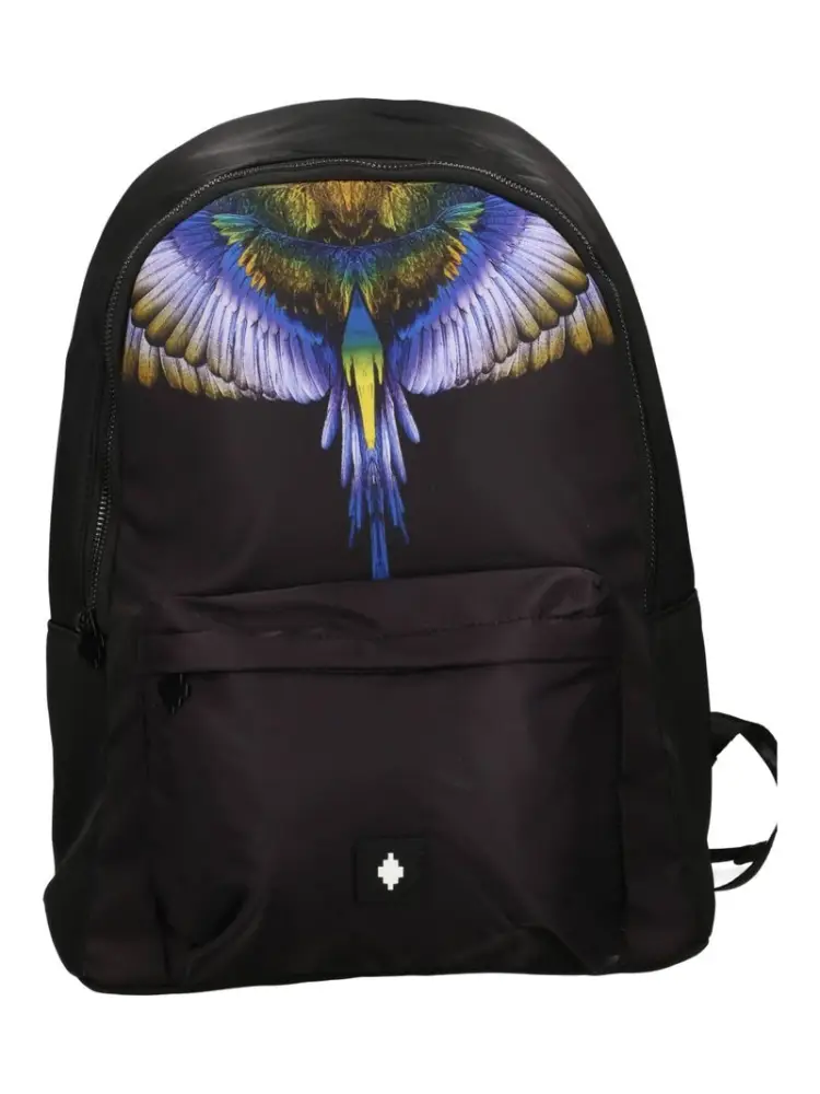 zaino nero uomo in tessuto logo multicolor