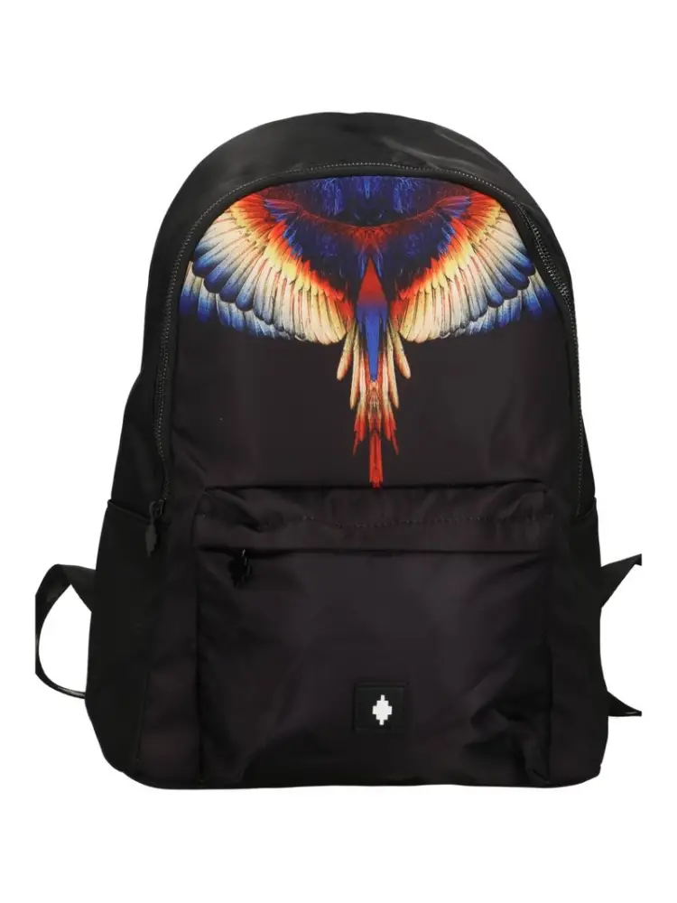 zaino nero uomo in tessuto logo multicolor sul davanti