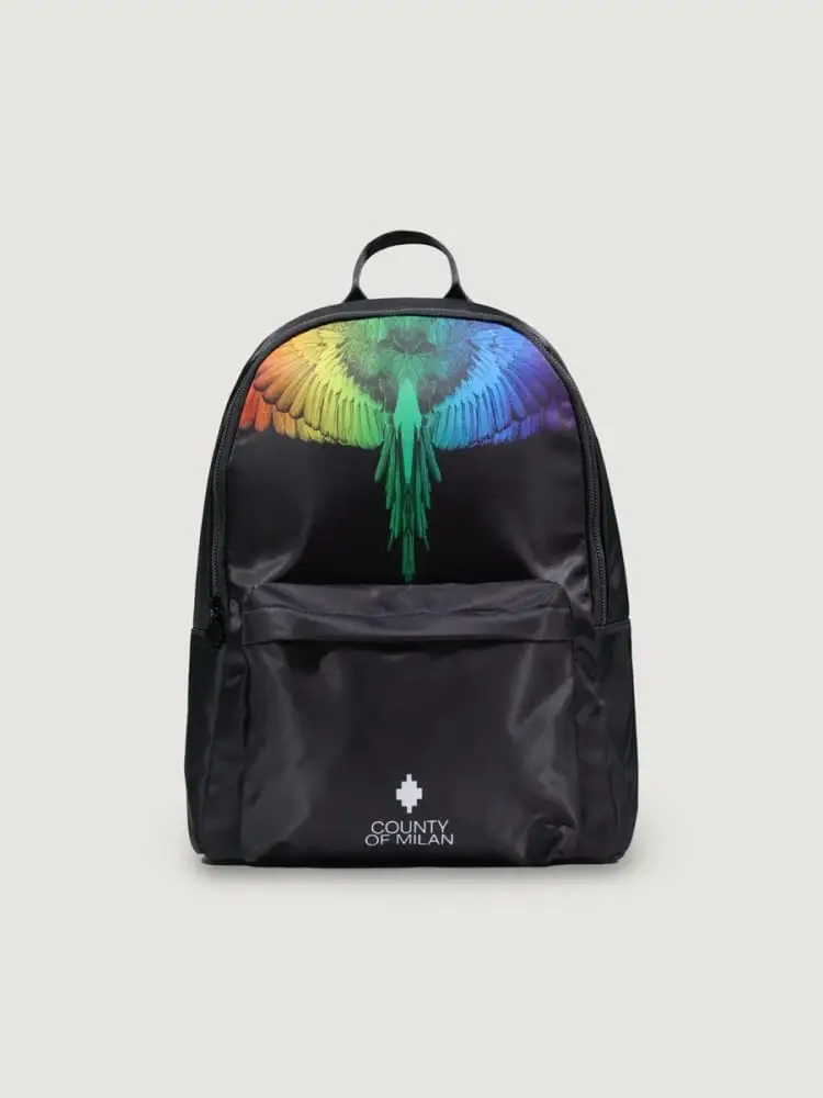 zaino nero uomo logo multicolor