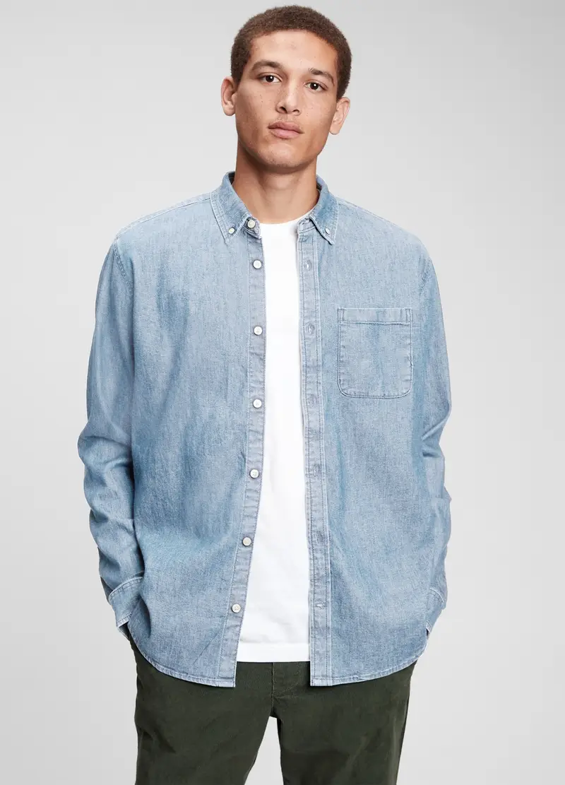 MARCHIO INDEFINITO, Camicia In Denim Con Tasca, Uomo, Denim, Taglia: M
