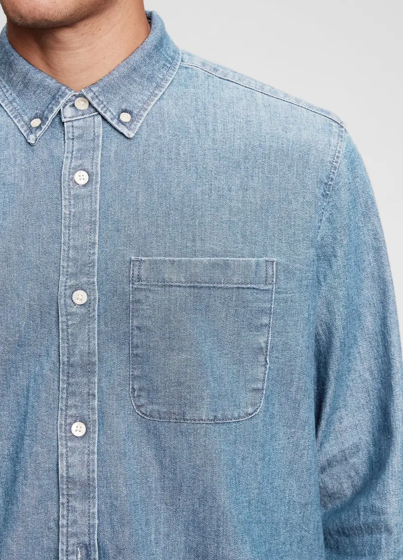 MARCHIO INDEFINITO, Camicia In Denim Con Tasca, Uomo, Denim, Taglia: M miniatura 2