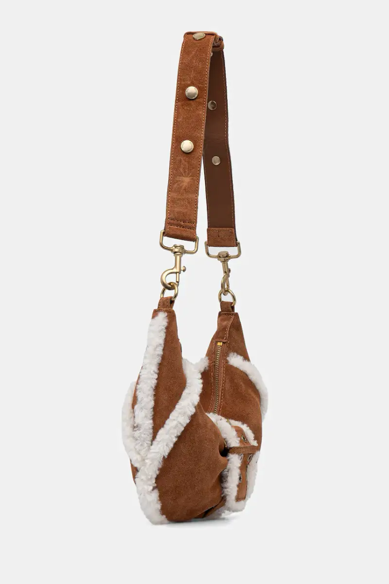 borsa in pelle scamosciata colore marrone 5BGZ18 7412A miniatura 2