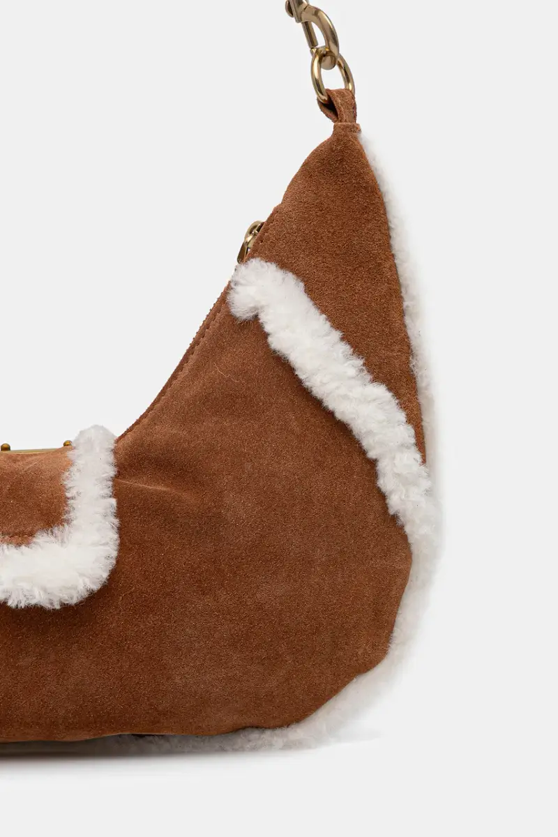 borsa in pelle scamosciata colore marrone 5BGZ18 7412A miniatura 3