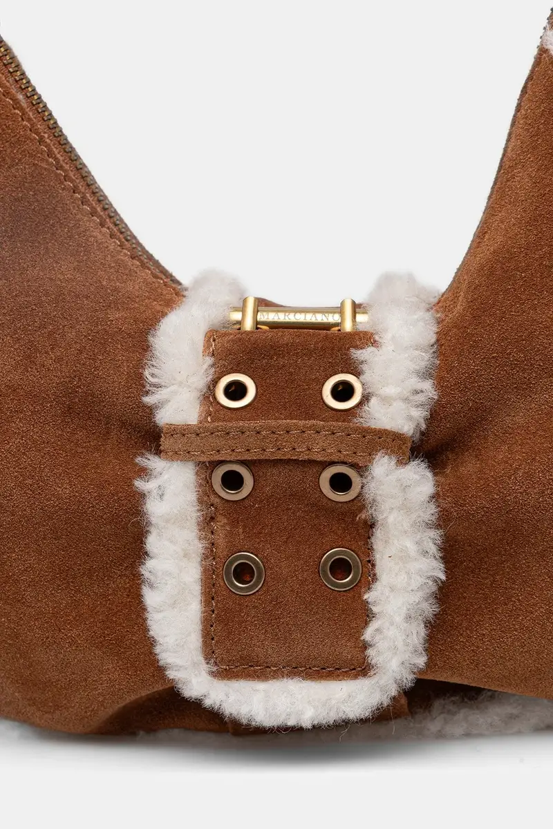 borsa in pelle scamosciata colore marrone 5BGZ18 7412A miniatura 4