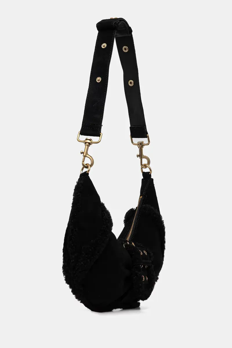 borsa in pelle scamosciata colore nero 5BGZ18 7412A miniatura 2