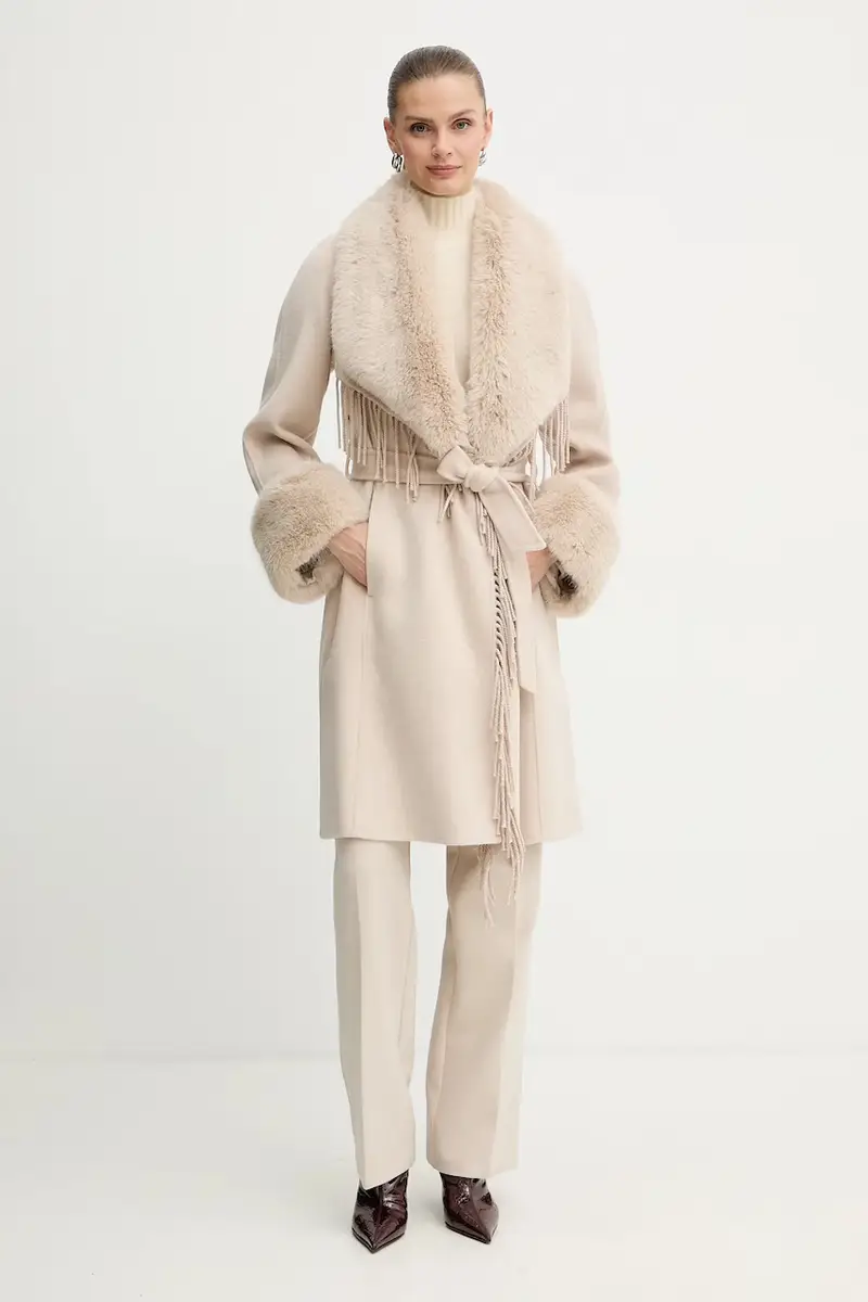 cappotto con lana LILIANA colore beige 5BGL46 7125A miniatura 2