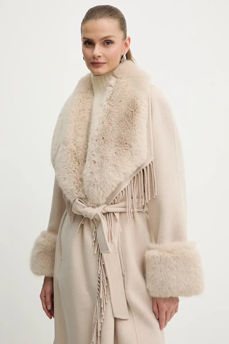 cappotto con lana LILIANA colore beige 5BGL46 7125A miniatura 4