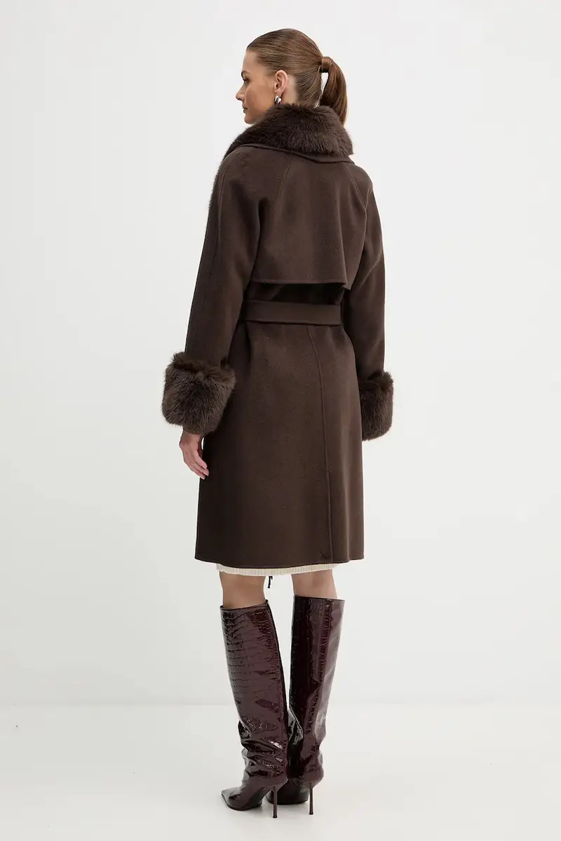 cappotto con lana LILIANA Marrone miniatura 3