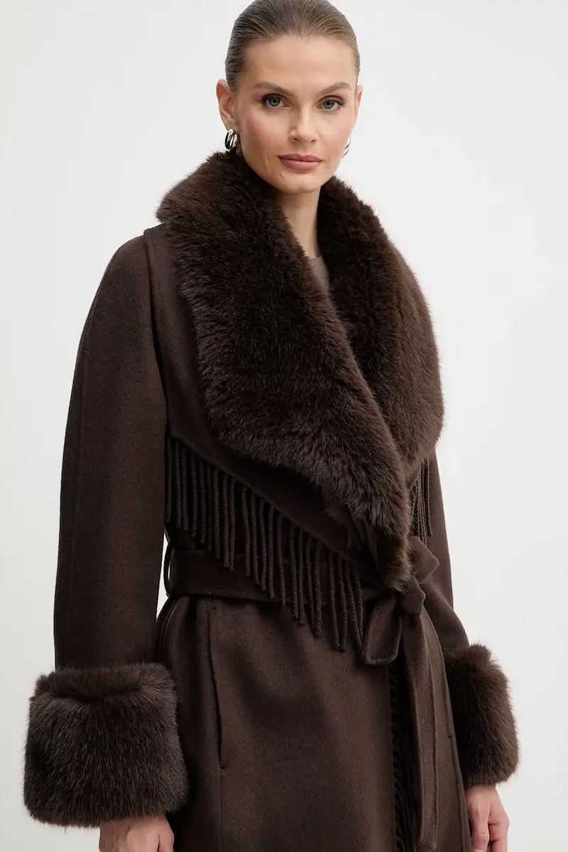 cappotto con lana LILIANA Marrone miniatura 4