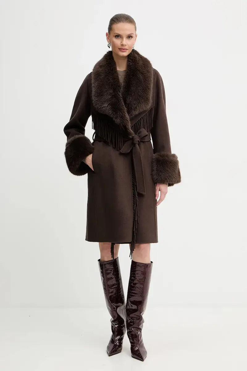 cappotto con lana LILIANA Marrone