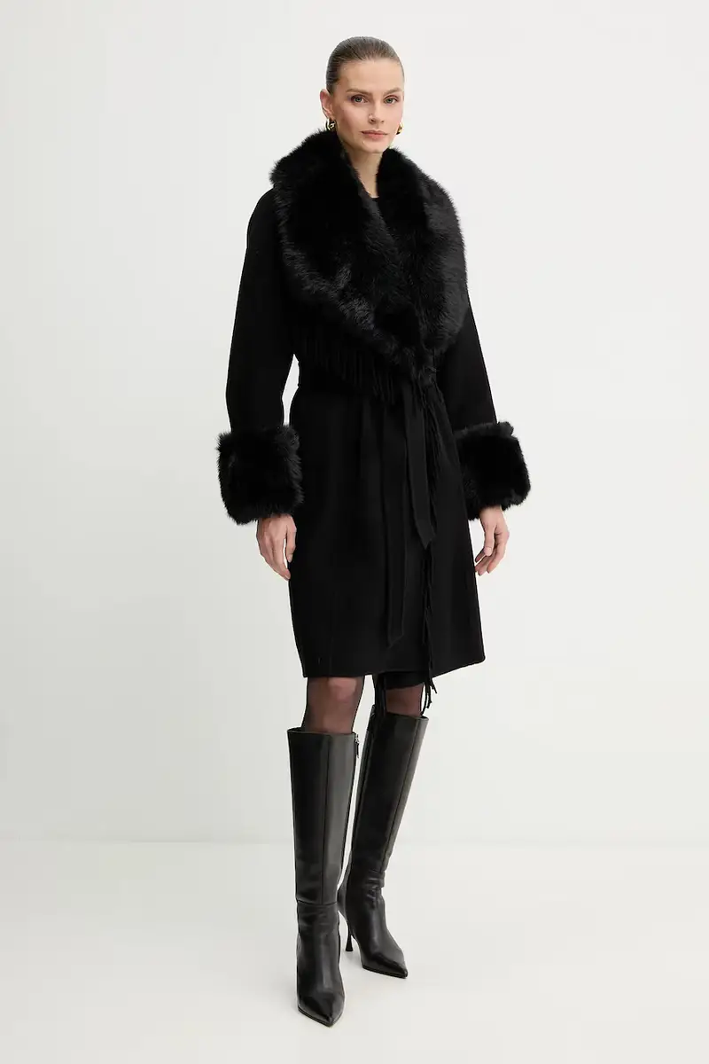 cappotto con lana LILIANA Nero miniatura 2