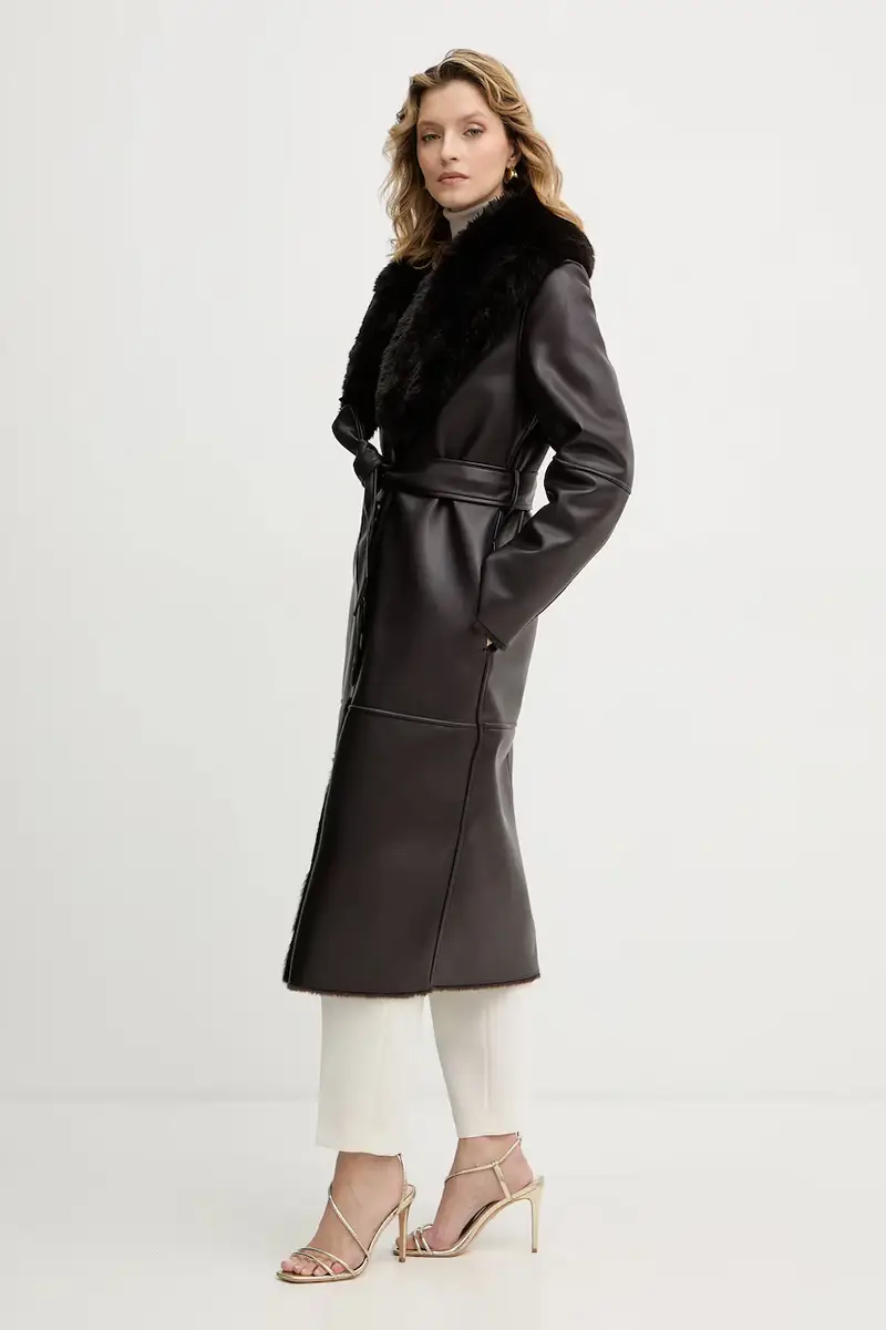 Marciano By Guess Cappotto Marrone con Collo in Pelliccia miniatura 2