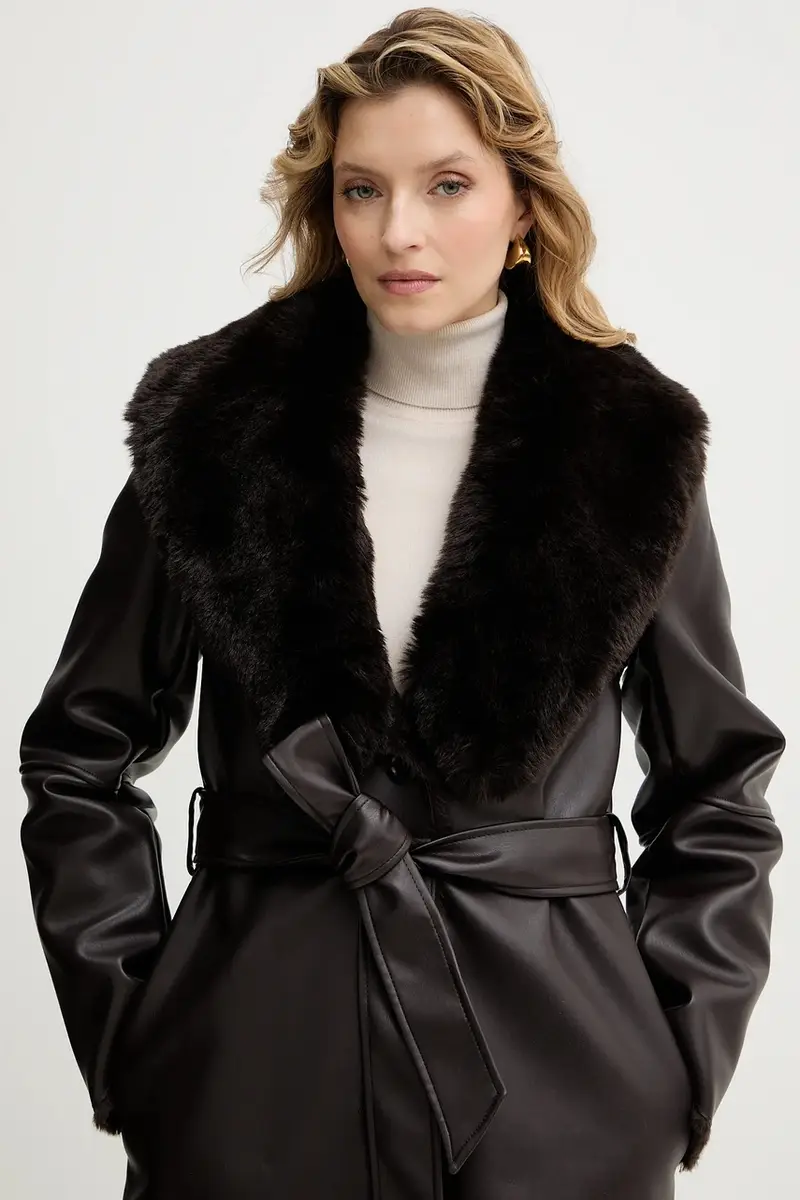 Marciano By Guess Cappotto Marrone con Collo in Pelliccia miniatura 4