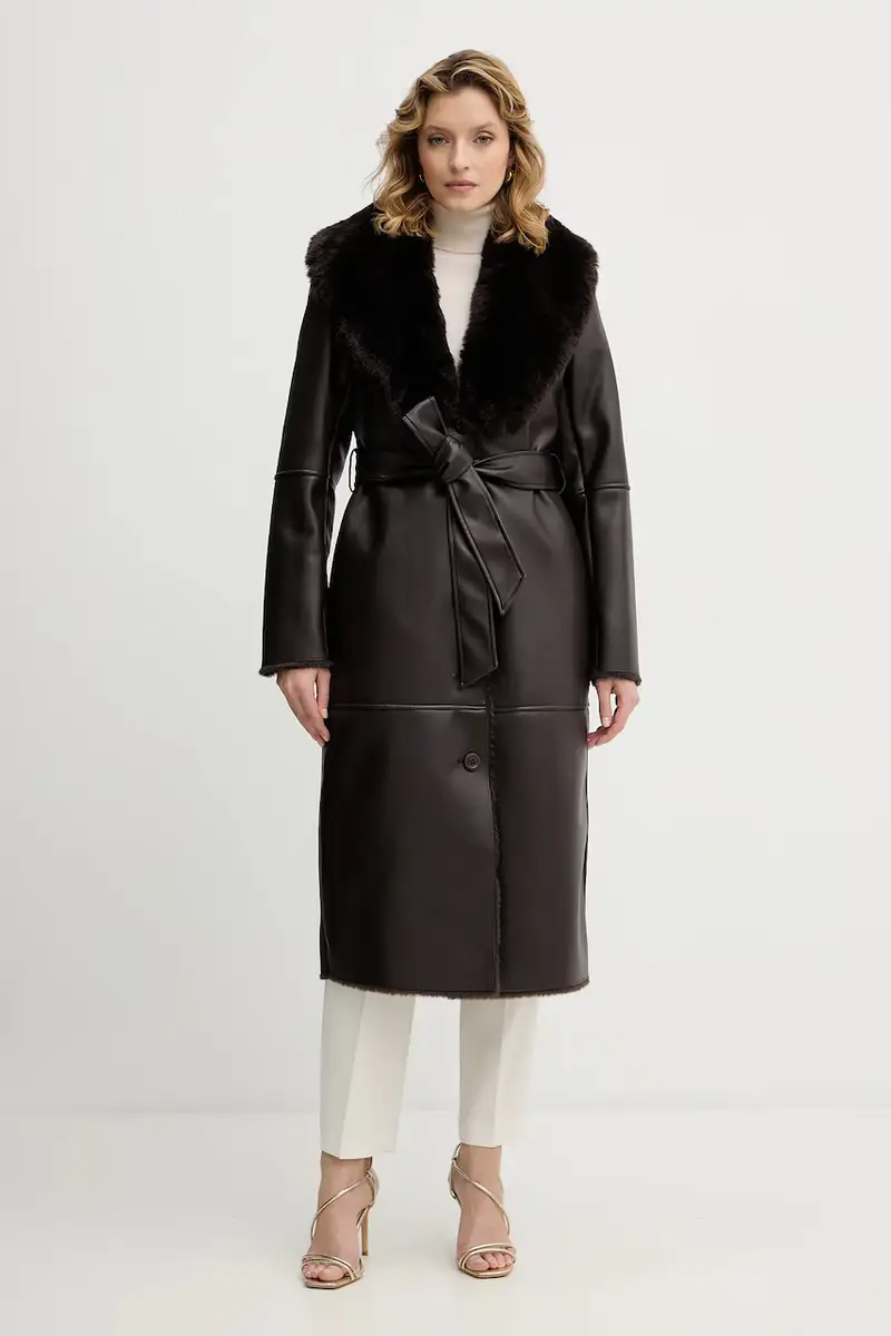 Marciano By Guess Cappotto Marrone con Collo in Pelliccia