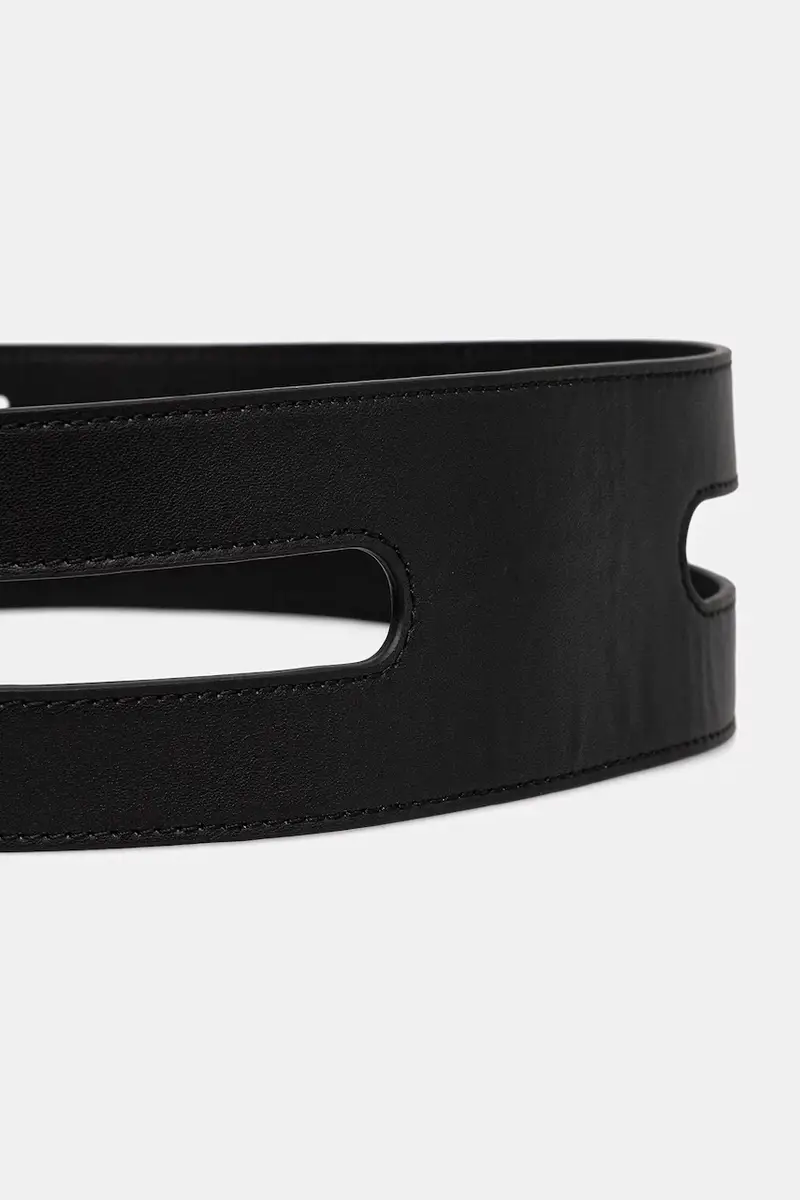 cintura in pelle Nero miniatura 2