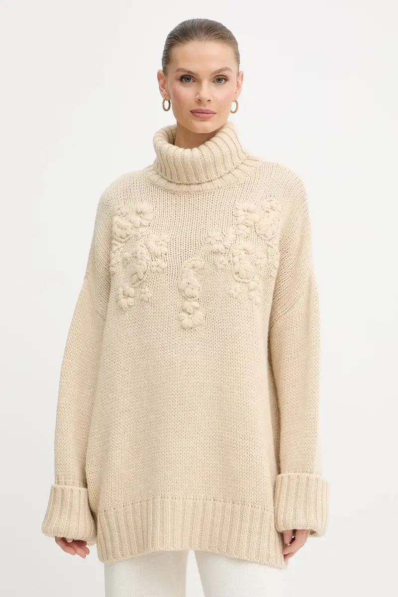 maglione con lana AHLAM colore beige 5BGR28 5895Z