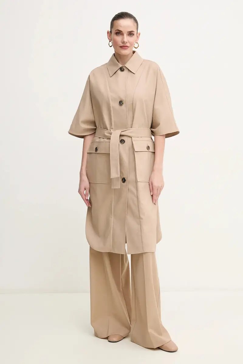 cappotto in cotone CINDY donna colore beige 5GGL02 7293A