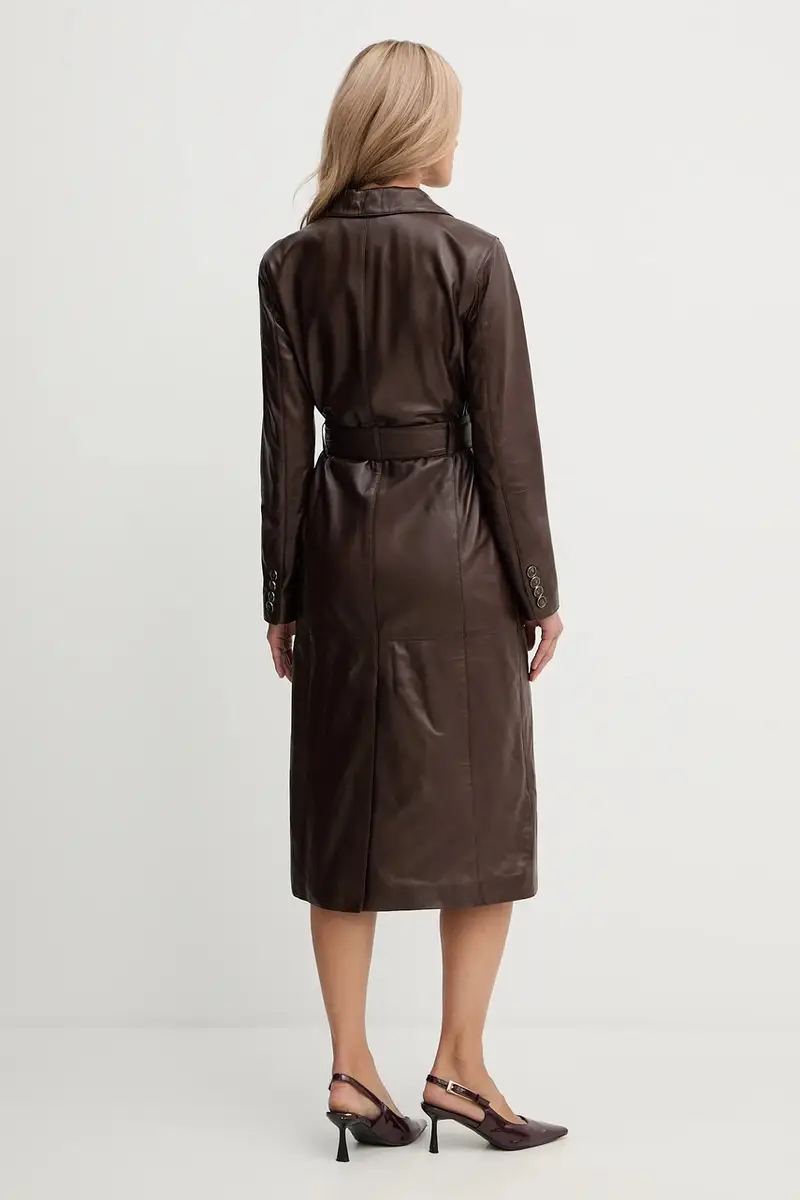 cappotto in pelle LANA colore marrone 5YGL08 7345A miniatura 3