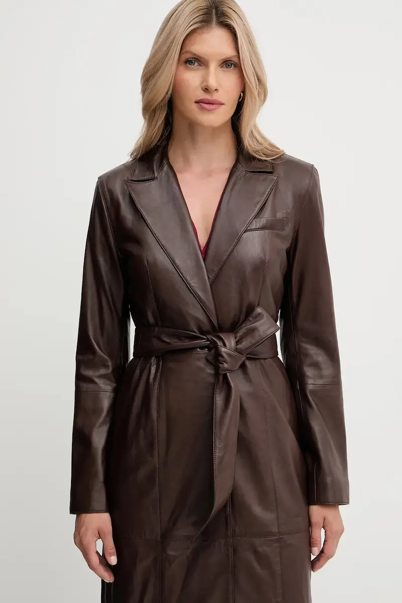 cappotto in pelle LANA colore marrone 5YGL08 7345A miniatura 4