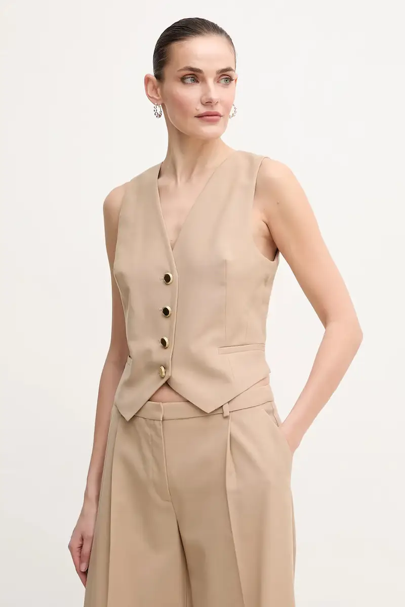 gilè con aggiunta di lana IRINA colore beige 5GGN06 7294A